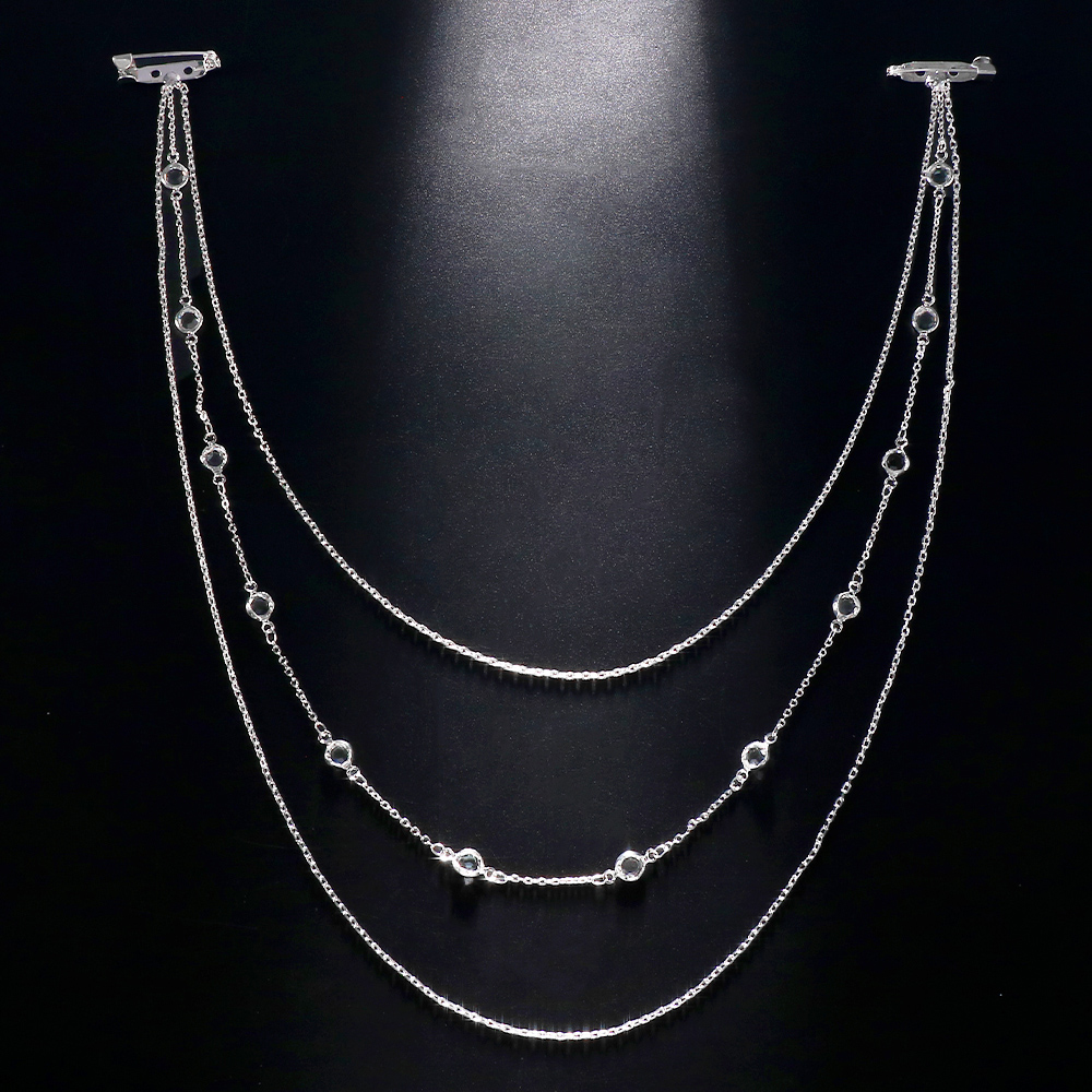 Stonefans Multi-layer Back Chain Rhinestone Necklace Body Accessories for Women Wedding Beach Party Wedding Bridal Jewelry Gifts
