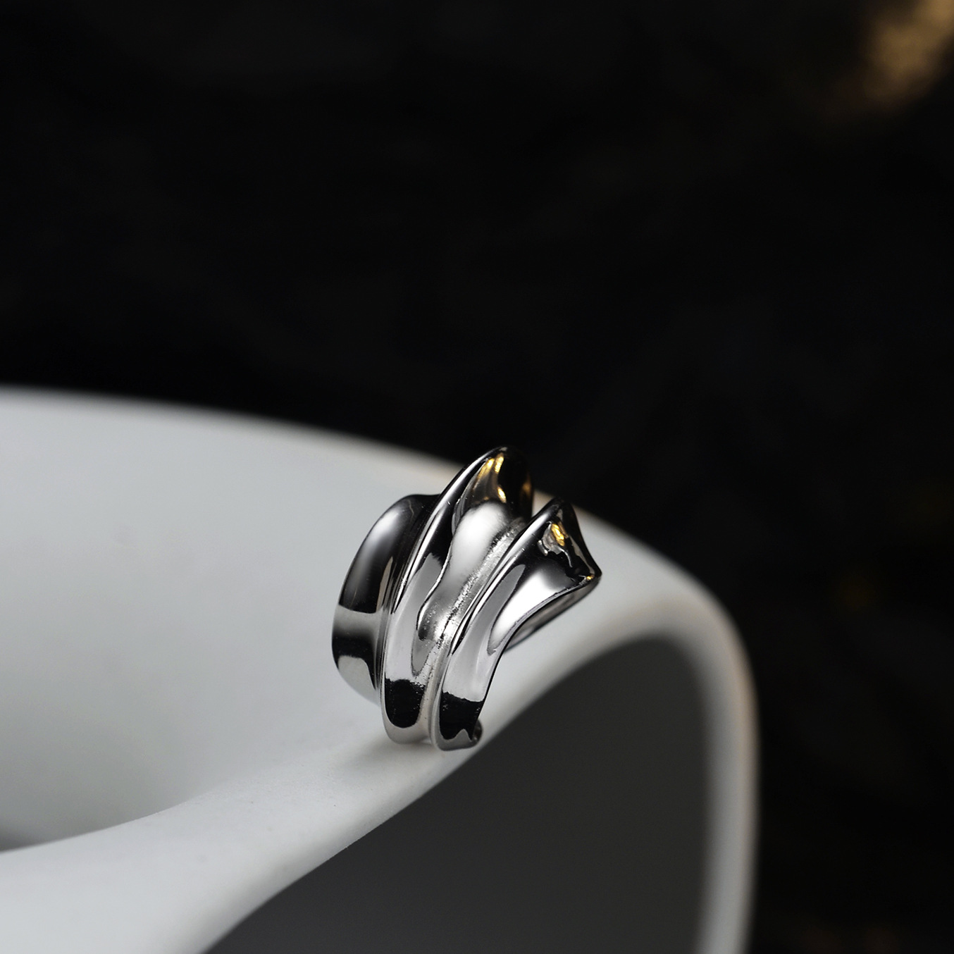 F.I.N.S 1PC Exaggerated Wide S925 Sterling Silver Geometric Ear Clip No Pierced Bump Earcuff Catilage Fine Jewelry No Ear Hole