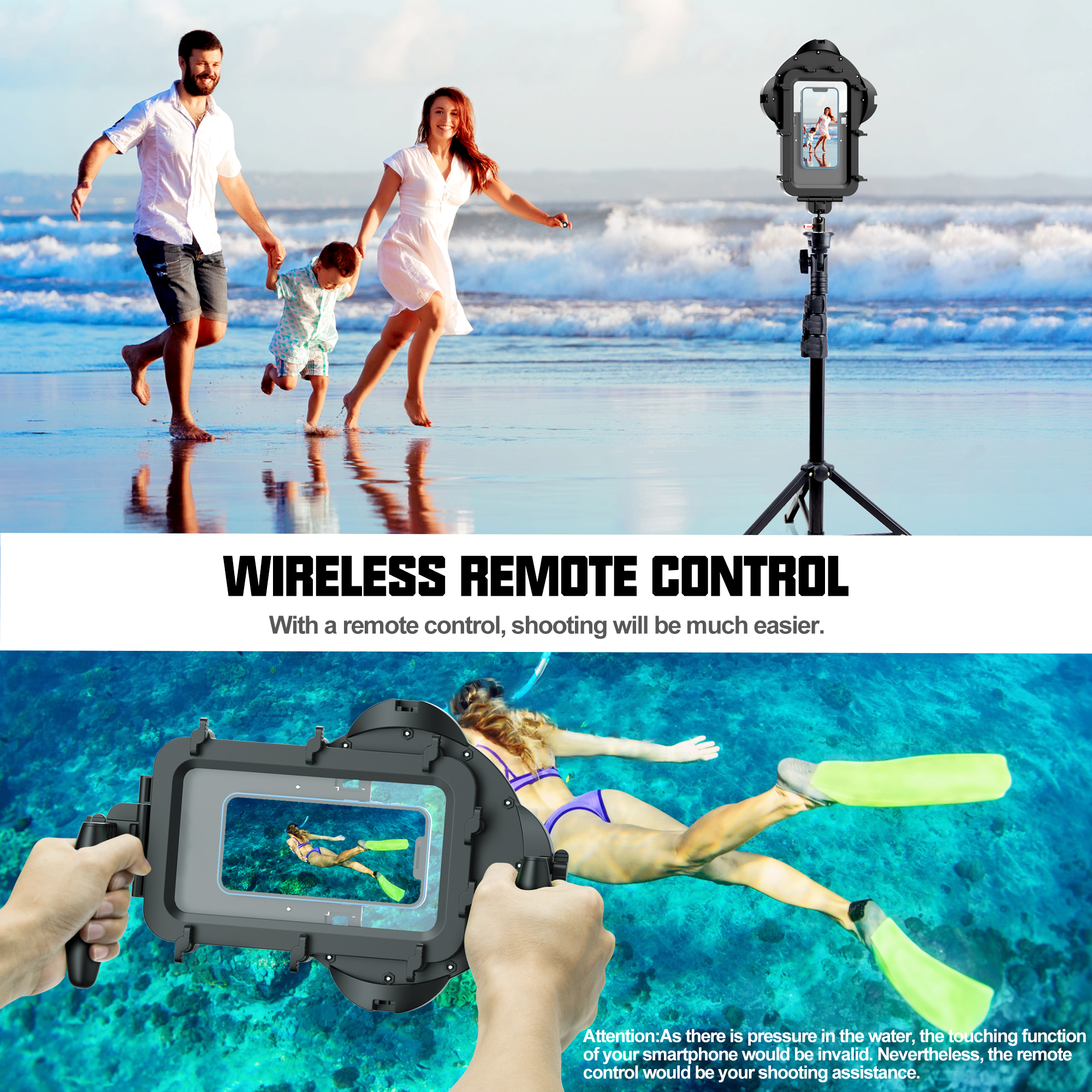 Waterproof Dome Diving Case for iPhone for iPhone Underwater Swimming Dome Port Fit for Any Smart Phone Size from 4.5-7.0 Inches