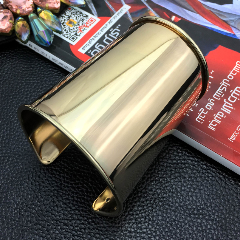 MANILAI Simple Design Smooth Alloy Cuff Bracelets For Women Statement Jewelry Classic Big Bangle Manchette Punk Accessories