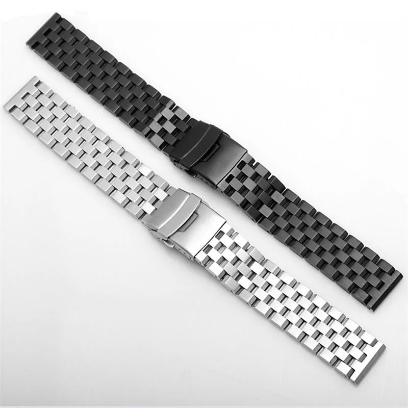 18mm 20mm 22mm 24mm 26mm Stainless Steel Watch Band Silver Black Metal Watch Strap Women Men Wrist Bracelet Watchband with Tool 240624