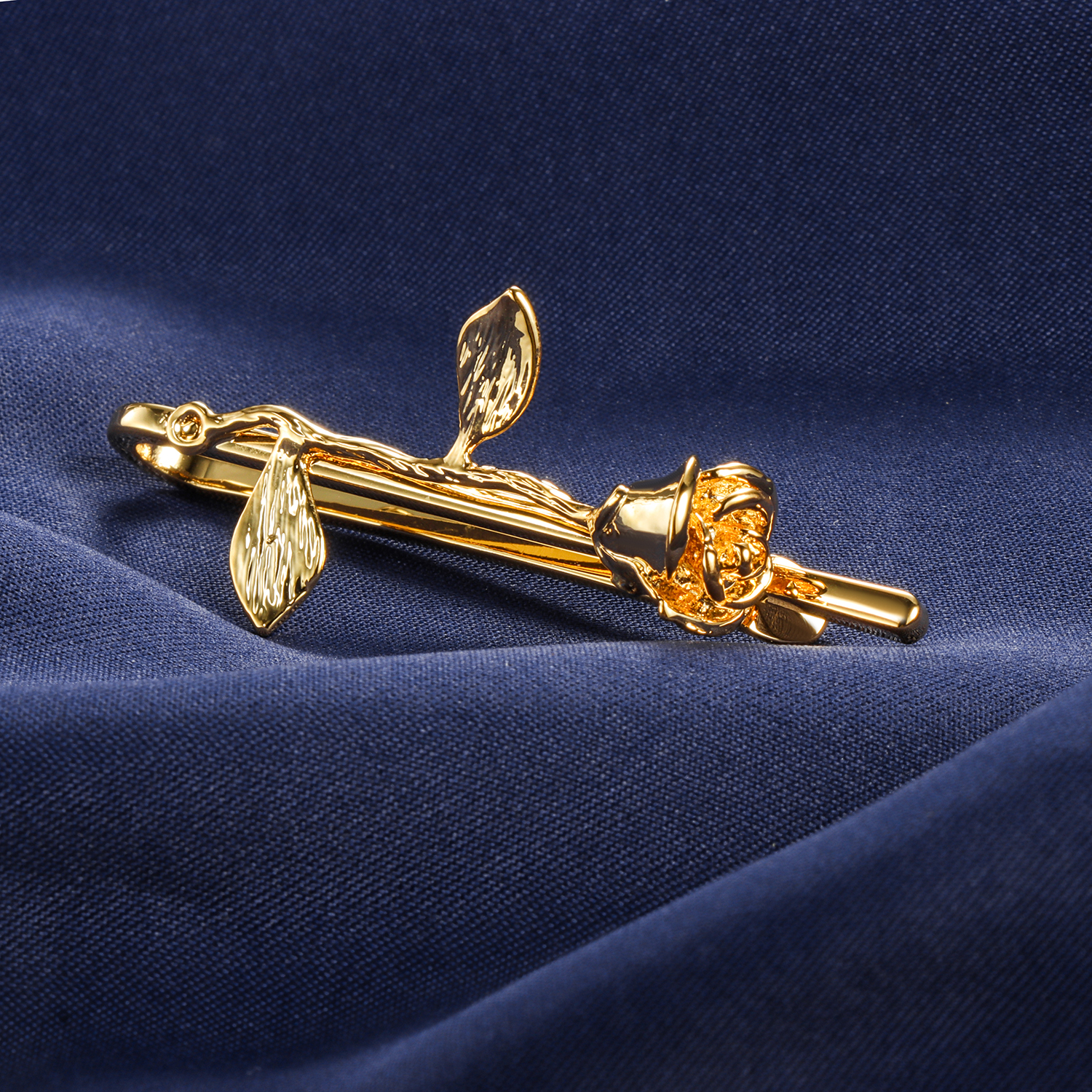 HAWSON Men's 2" Rosette Flower Tie Clip for Wedding Gift come in gift box