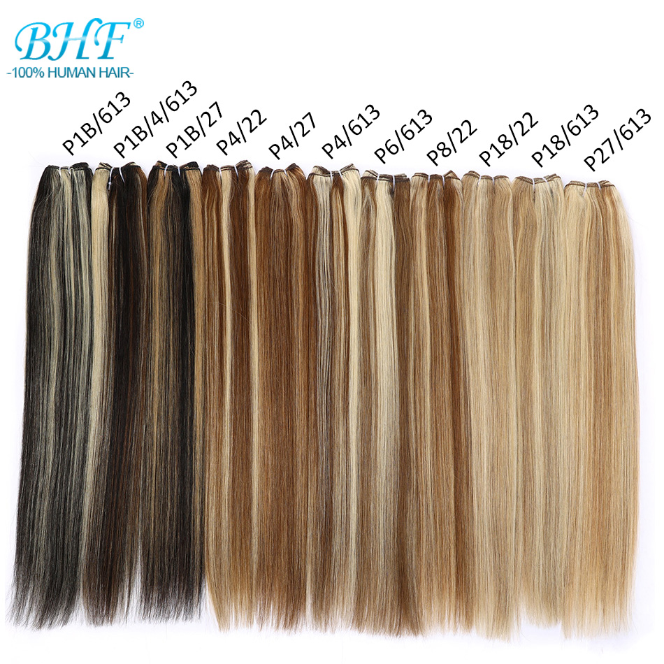 BHF Highlight Straight Human Hair Bundles Ombre Honey Blonde Remy Human Hair Weft Brazilian Brown Hair Extensions 30 Inch