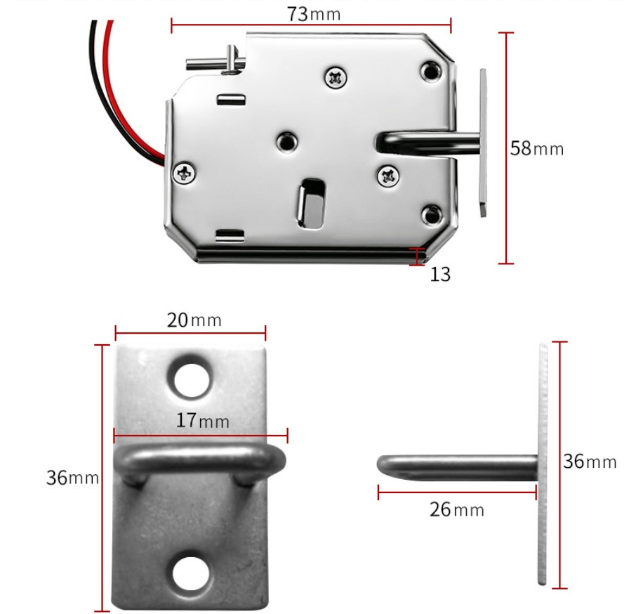 DC 12V/24/48V Mini Electrical Lock Smart Lock Latch Drawer Cupboard Case Anti-Theft Mortise Lock Intelligent Universal Long-Life