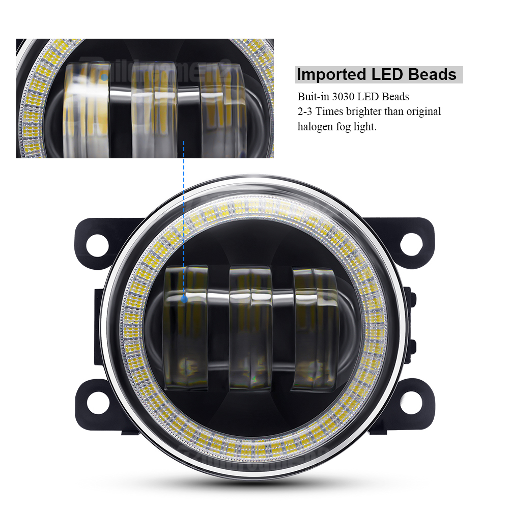 2 X Angel Eye Fog Light Assembly For Mitsubishi Eclipse 2006-2012 Car LED Lens Fog Daytime Running Lamp DRL 30W 6000LM 12V