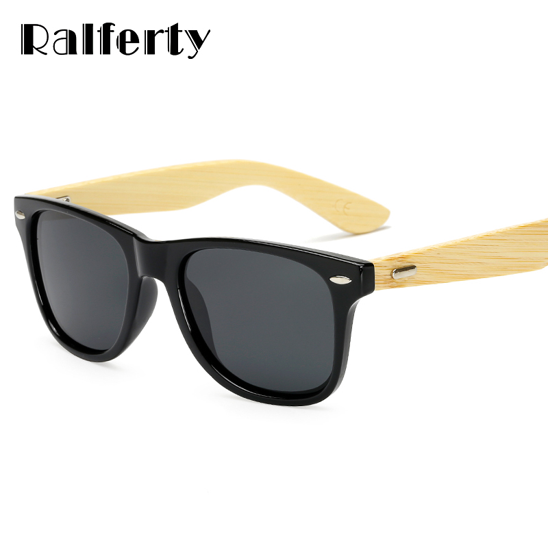 Ralferty Real Bamboo Sunglasses Men Polarized Women Black Sunglass Male UV400 Sun Glasses Driver Goggles Wooden Eyewear Shades