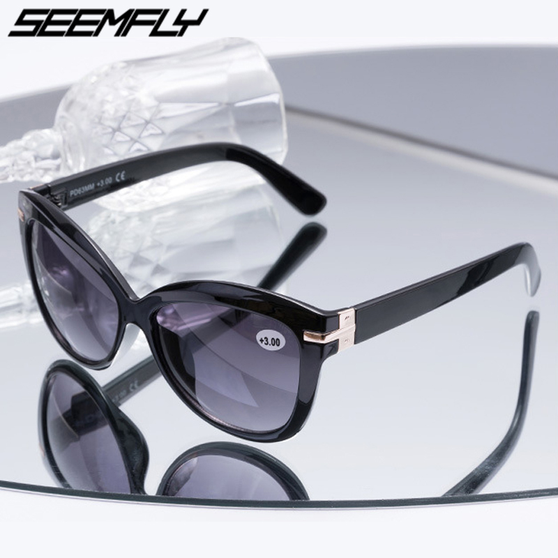 Seemfly Bifocal Reading Sun Glasses Women Men Presbyopia Eyeglasses Cat Eye Sunglasses Diopter +1.0 To +3.0 Oculos De Grau 2021