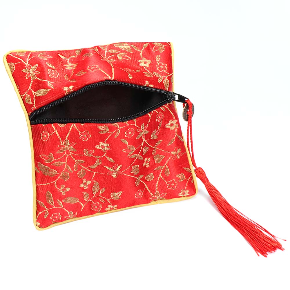 1 Pcs Silk Brocade Tassel Fabric Floral Jewelery Bag Packaging Trendy Exquisite Quartet Handbags Jewelry Tips Bag High Quality