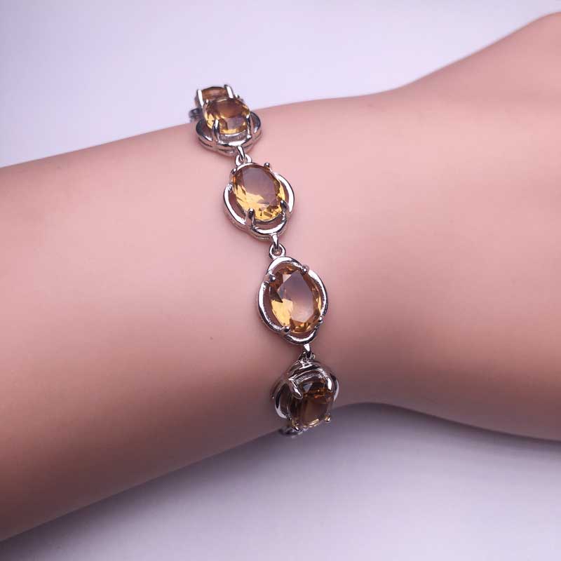 CSJ Zultanite Bracelet Sterling 925 Silver Oval6*8mm Cut Created Sultanite Color Chance Fine Jewelry Women Wedding Party Gift