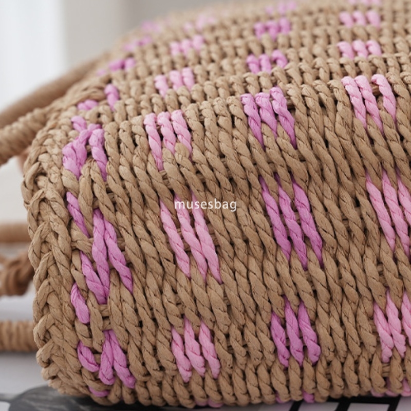 High quality women's designer retro practical forest style natural open temperament large capacity single shoulder grass woven bag pastoral style