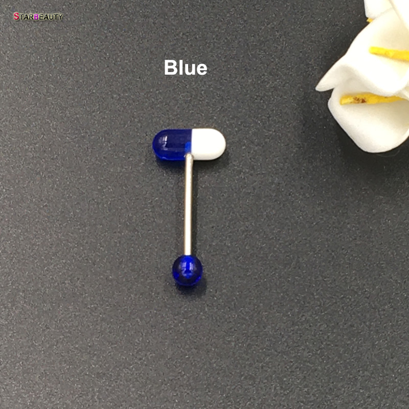 I Feel Good 1pc/lot Blue Capsule Tragus Piercing lengua Acrylic Pill Tongue Rings Women Men Jewelry Kylie Lip Piercing Tongue