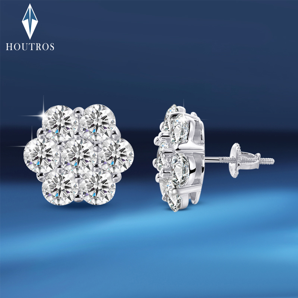 7ct D Color Moissanite Stud Earrings For Men Women S925 Sterling Silver Screw Earrings Original Certified Hip Hop Trendy Jewelry