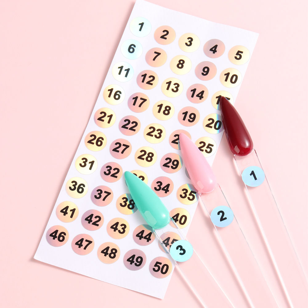 10Pcs 3D Nail Polish Number Sticker Round Waterproof Label Sticker With Numbers 1 to 50 Laser Design Manicure Sliders NLNB1-50