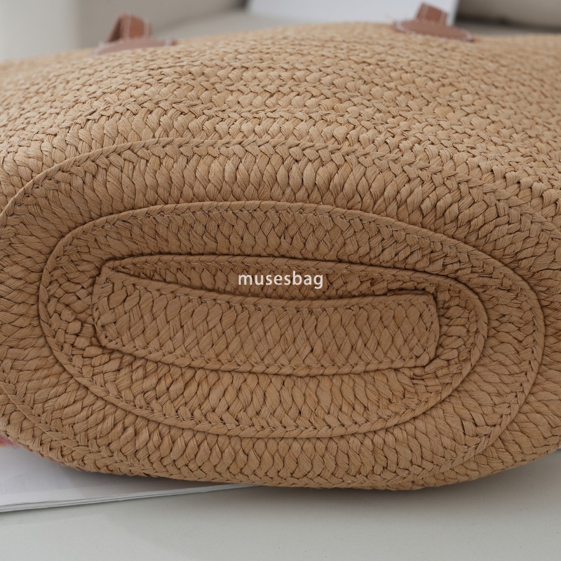 Fashionable women's high-end leisure handbag straw woven bag beach bag handcrafted practical large capacity cotton thread vegetable basket travel