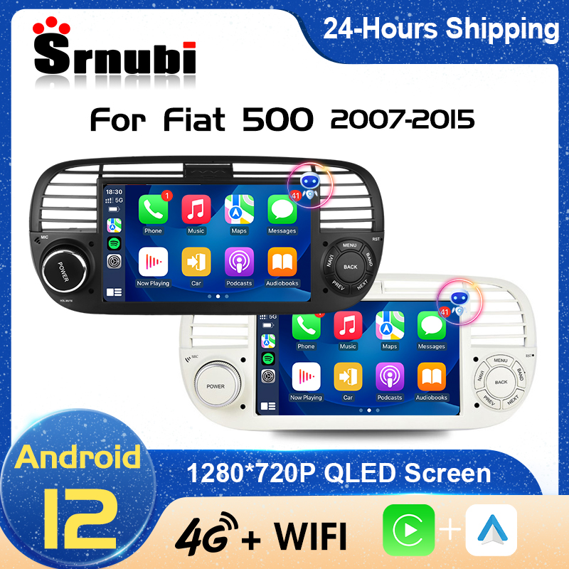 Srnubi Android 12 Autoradio for FIAT 500 Abarth 2007-2015 Car Radio Multimedia Bluetooth 7 Inch Touch Screen 4G WIFI DVD Player