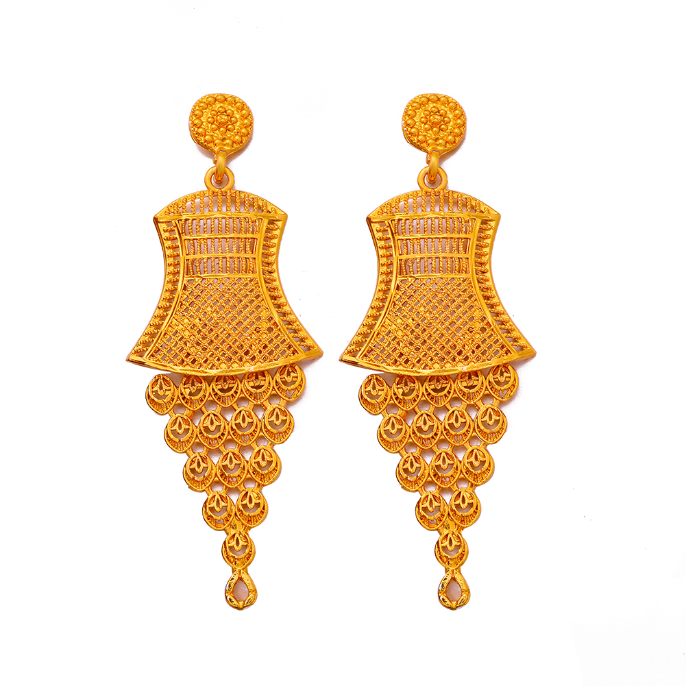 Ethiopian Gold Color Earrings For Women Girls African Ethnic Earring Mom Wedding Jewerlry Gifts