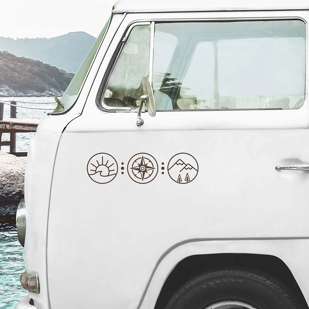 Mountain Compass Vanlife Camper Car Stickers Van Rv Motorhome Caravan Vinyl Cute Decals Accessories Tunning Parts