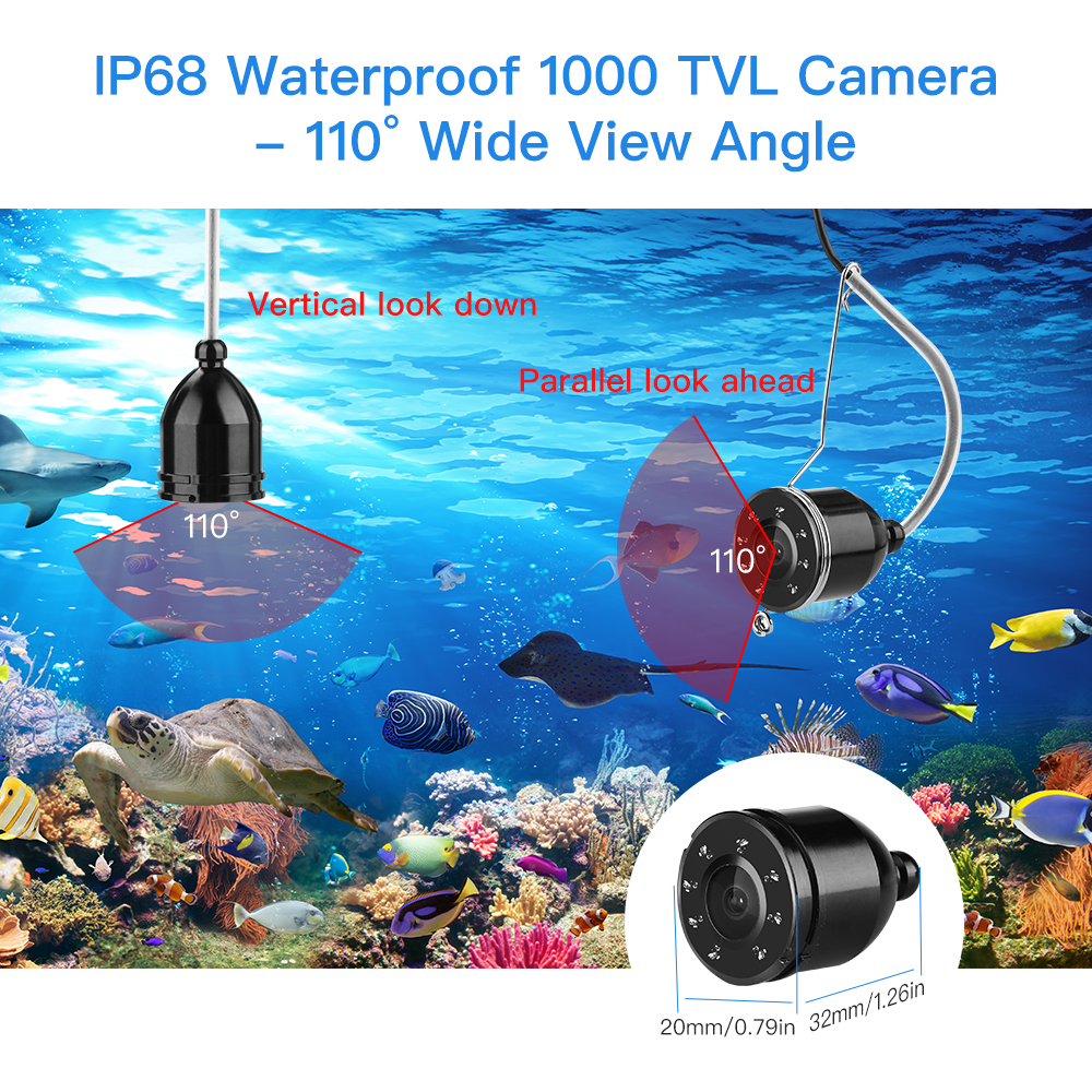 Eyoyo Portable Underwater Fish Finder Finshing Camera 4.3 inch Monitor 20M Cable HD 1000TVL 8500mAh Battery for Ice Lake Sea