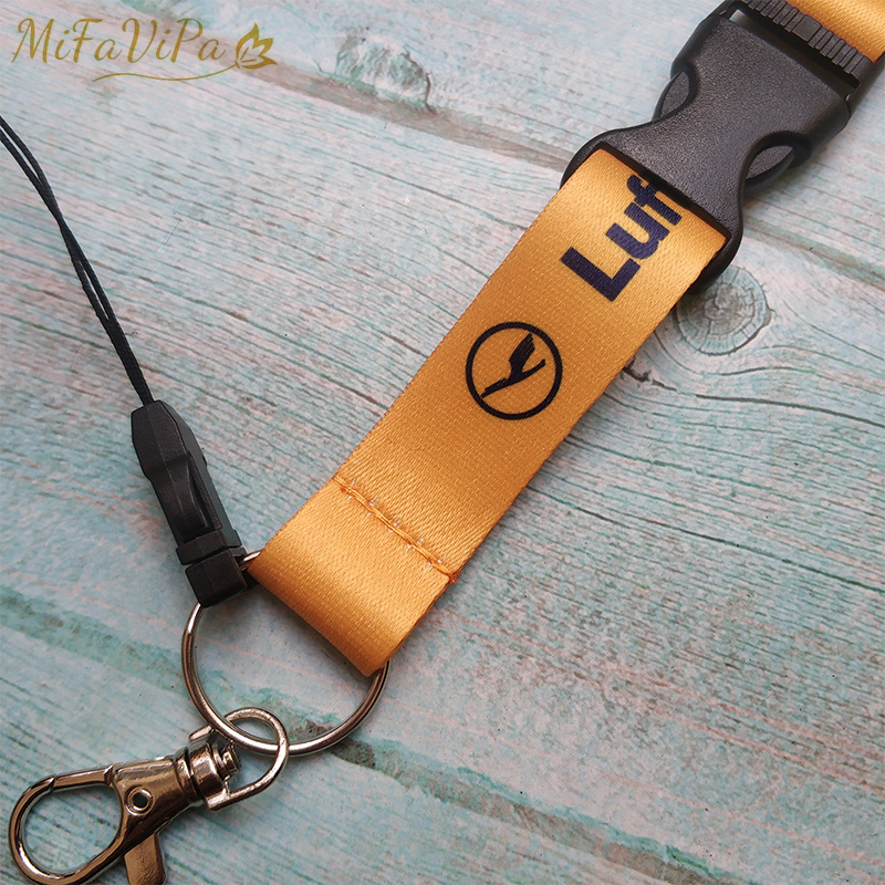 2 PCS MiFaVipa Yellow Lufthansa Neck Strap Chaveiro Flight Crew Key Chain A320 Neo Llavero Lanyard Keychain for ID Card Key Fobs