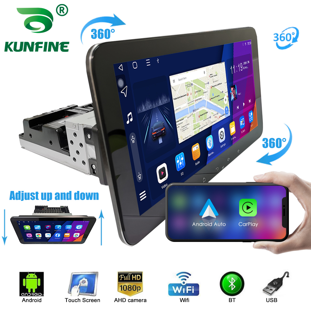 10.33Inch 1 Din Car Radio Android Car Stereo Car Audio System Auto Radio MP5 Multimedia DVD Player Rotatable QLED Touch Screen