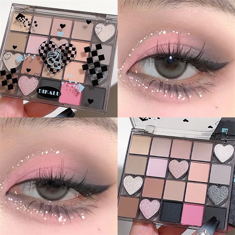 DIKALU Black Honey Eyeshadow Tray Matte Pearl Glitter Earth Multicolor Smoky Blush 240624