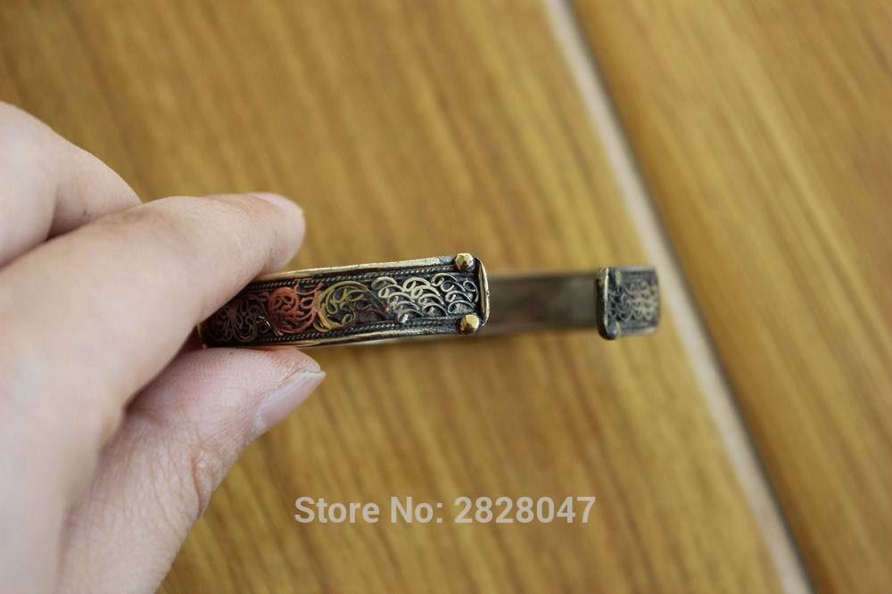 BR423 Tibetan 3 Metal Copper Brass 6 words mantran Om Mani Padme Hum Bangle Nepal Handmade Open Back Adjustable Bracelet Cuff
