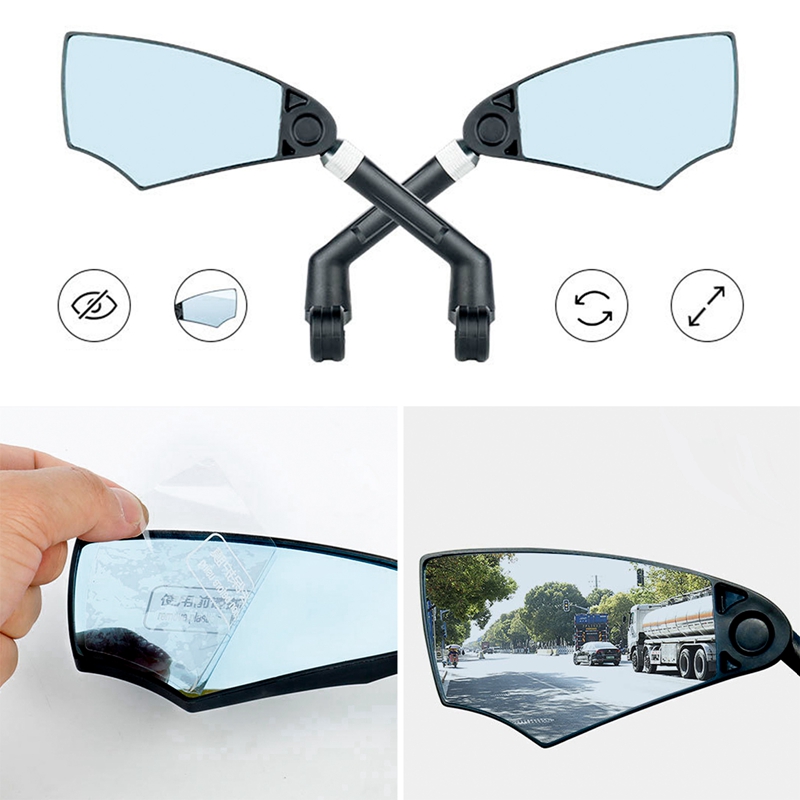 Foldable Bicycle Rearview Mirror Adjustable Rotate Wide-Angle Cycling Handlebar Rear View Mirrors Retractable Safety Back