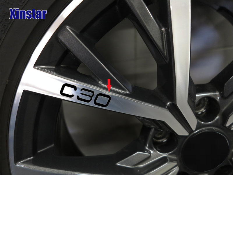 4Pcs Car Rim Sticker Decals For Volvo S60 S80 S40 XC90 V40 V50 V60 V70 S90 V90 XC60 XC40 XC70 AWD T6 C30 C70