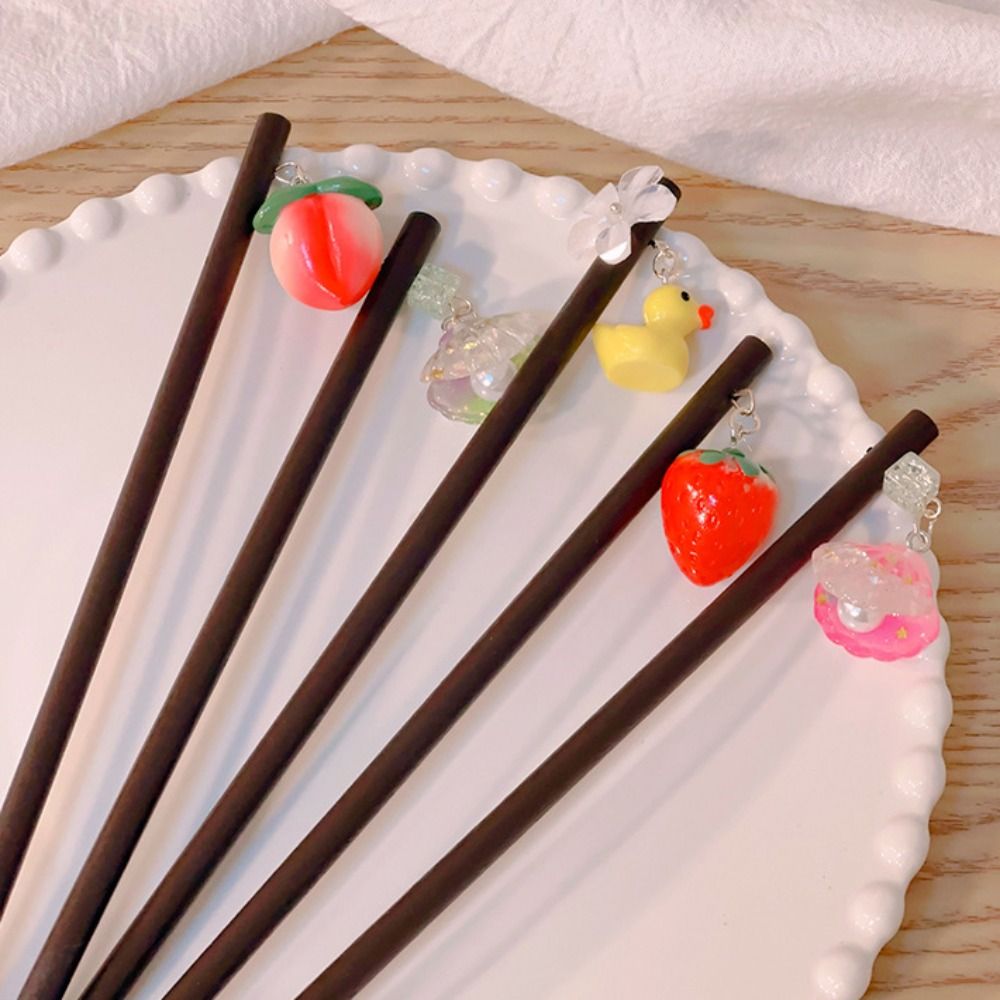 Girls Exquisite Elegant Wood Hair Stick Classic Vintage Chinese Style Hair Chopsticks Daily Delicate Fruit Hairpin