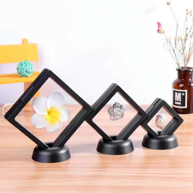 1pcs Square 3D Floating Jewelry Coin Display Frame Holder Box Case Stand Home Decoration