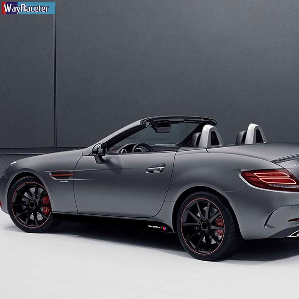 2 Pcs Racing Sport Car Door Side Skirt Stripes Sticker Vinyl Decal For Mercedes Benz SLC Class AMG SLC200 Accessores