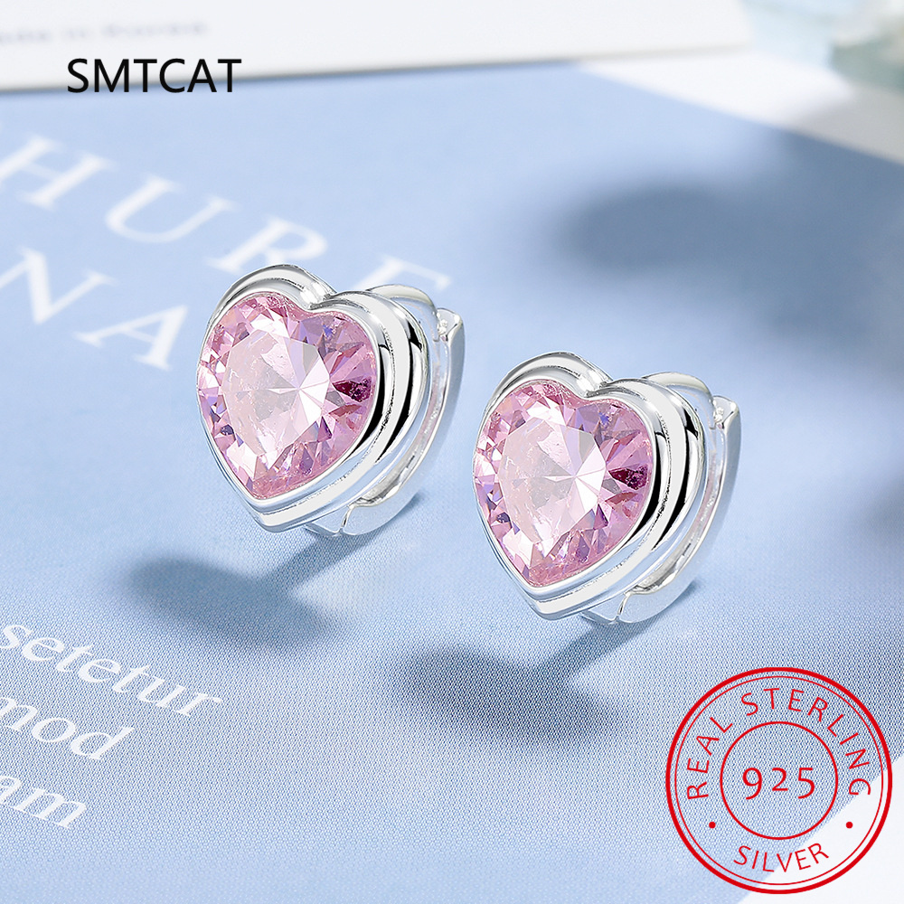 925 Sterling Silver Heart Cut Moissanite Diamond Gemstone Hoop Earring Ear Buckle For Woman Valentine's Day Gift Fine Jewelry