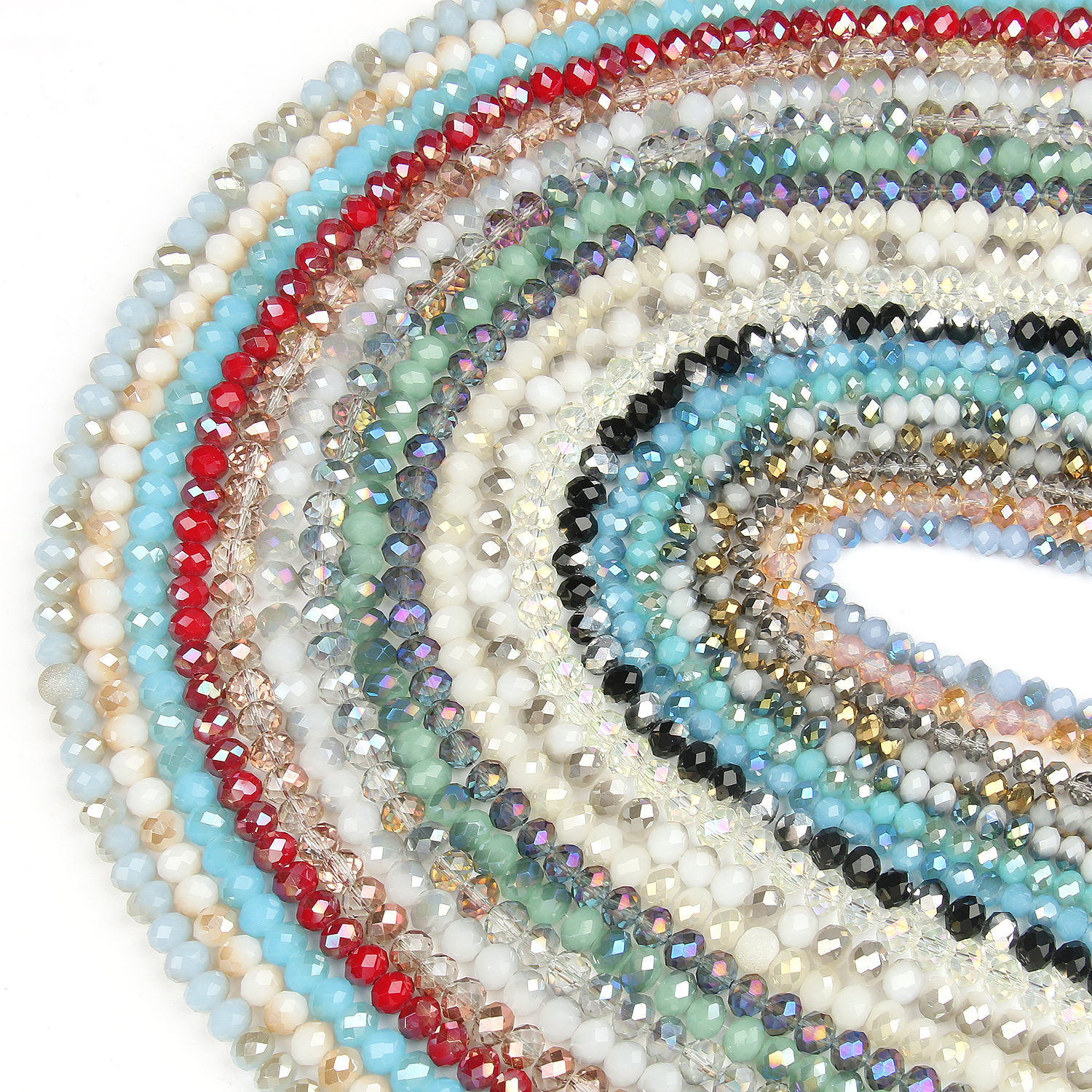 AB Clear Multicolor Austria Crystal Beads Round Rondelle Faceted Glass Loose Beads For Jewelry Making Accessories 3/4/6/8mm