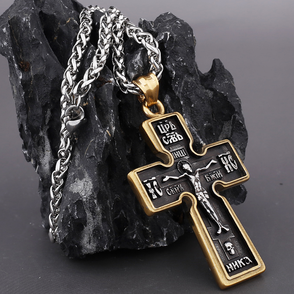 316L Titanium Steel Jesus Christ Cross Men's Pendant Necklace Religious Believers High Quality Jewelry Gift Wholesale