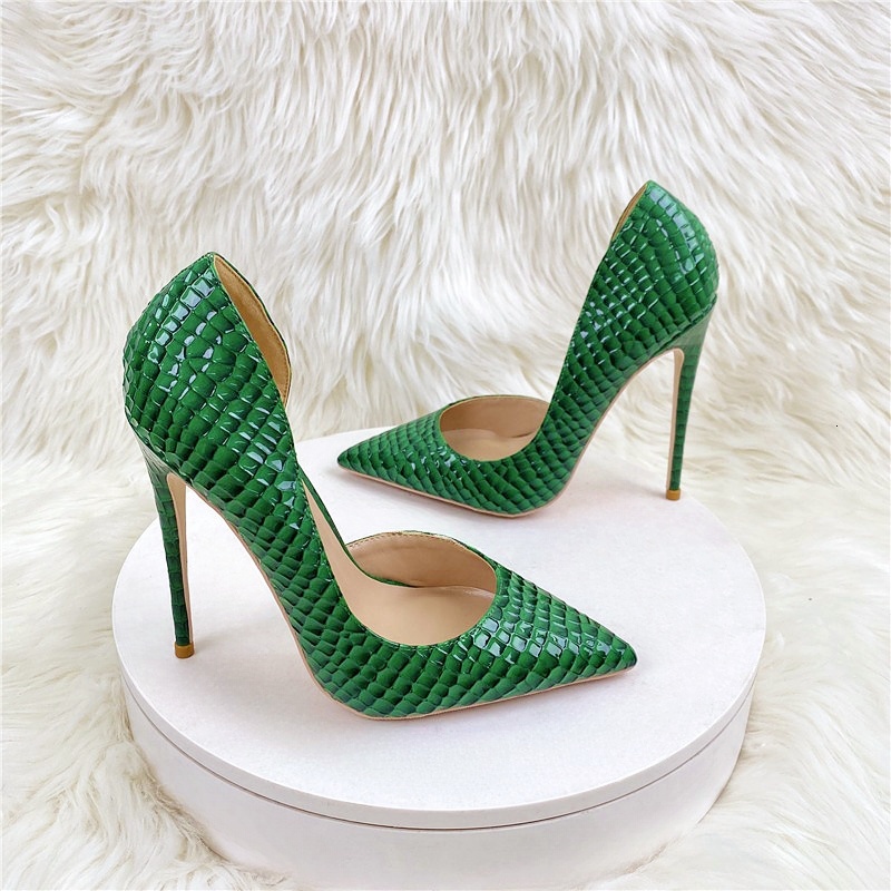 Green Dark Checkered Women's High Heels, Party Shoes, Dresses, Fashionable And Versatile Shoes 68