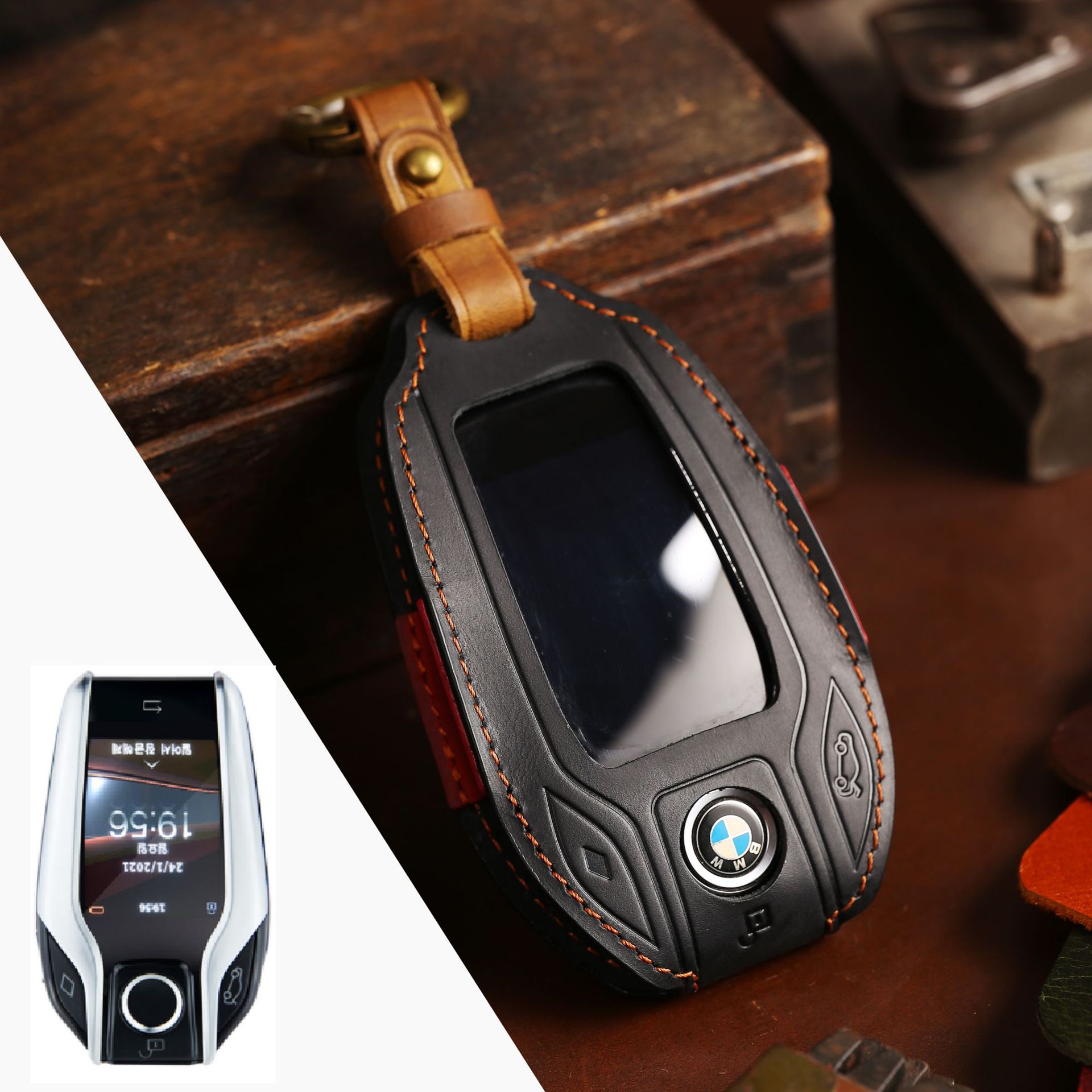 Genuine Leather Key Skin Car LED Display Key Cover Key Case for BMW 5 7 series G11 G12 G30 G31 G32 i8 I12 I15 G01 X3 G02 X4 G05