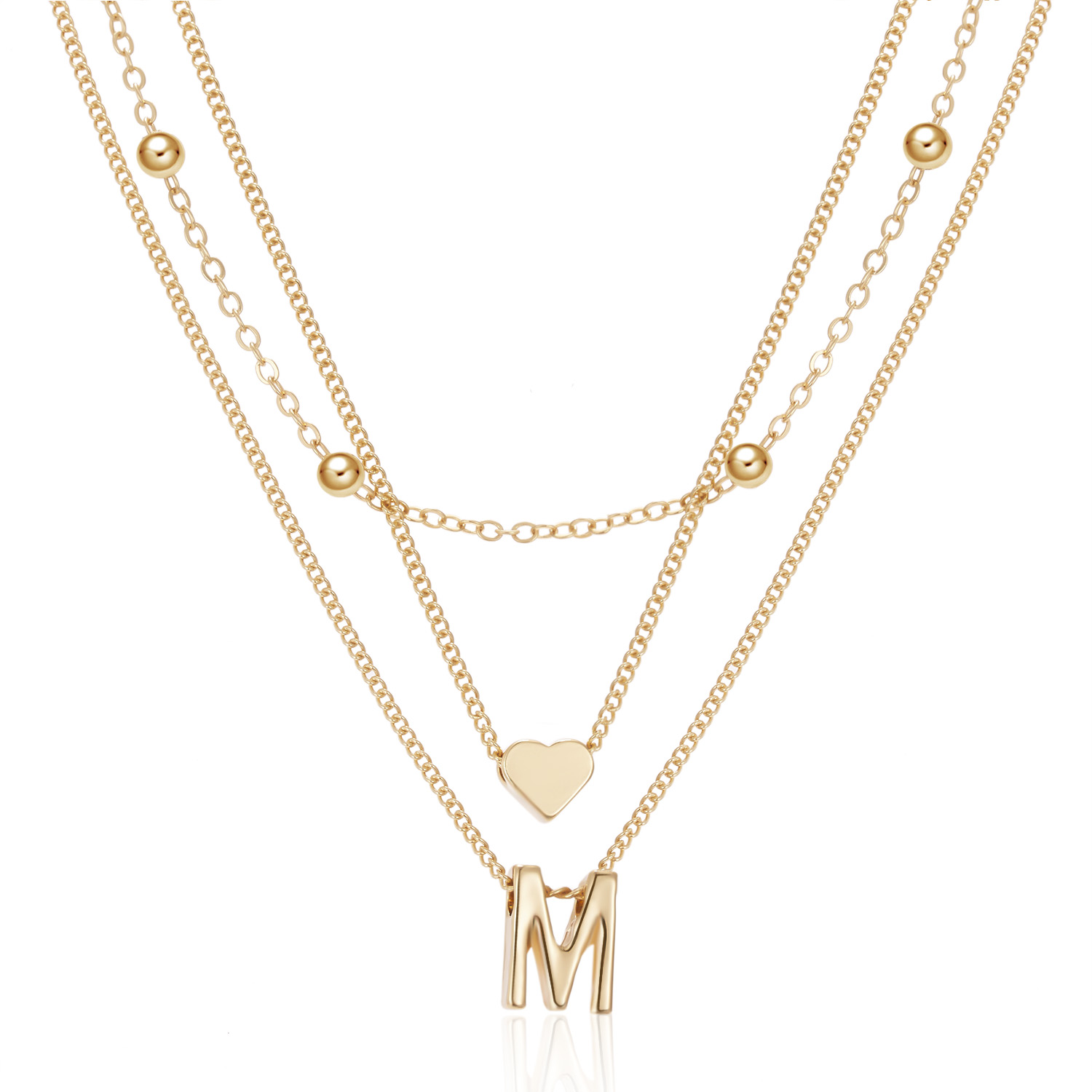 Love Letter A C J M S Round Neck Chain Three Multi layer Necklace For Women Men Couple Trendy Jewelry Party Dating Gifts