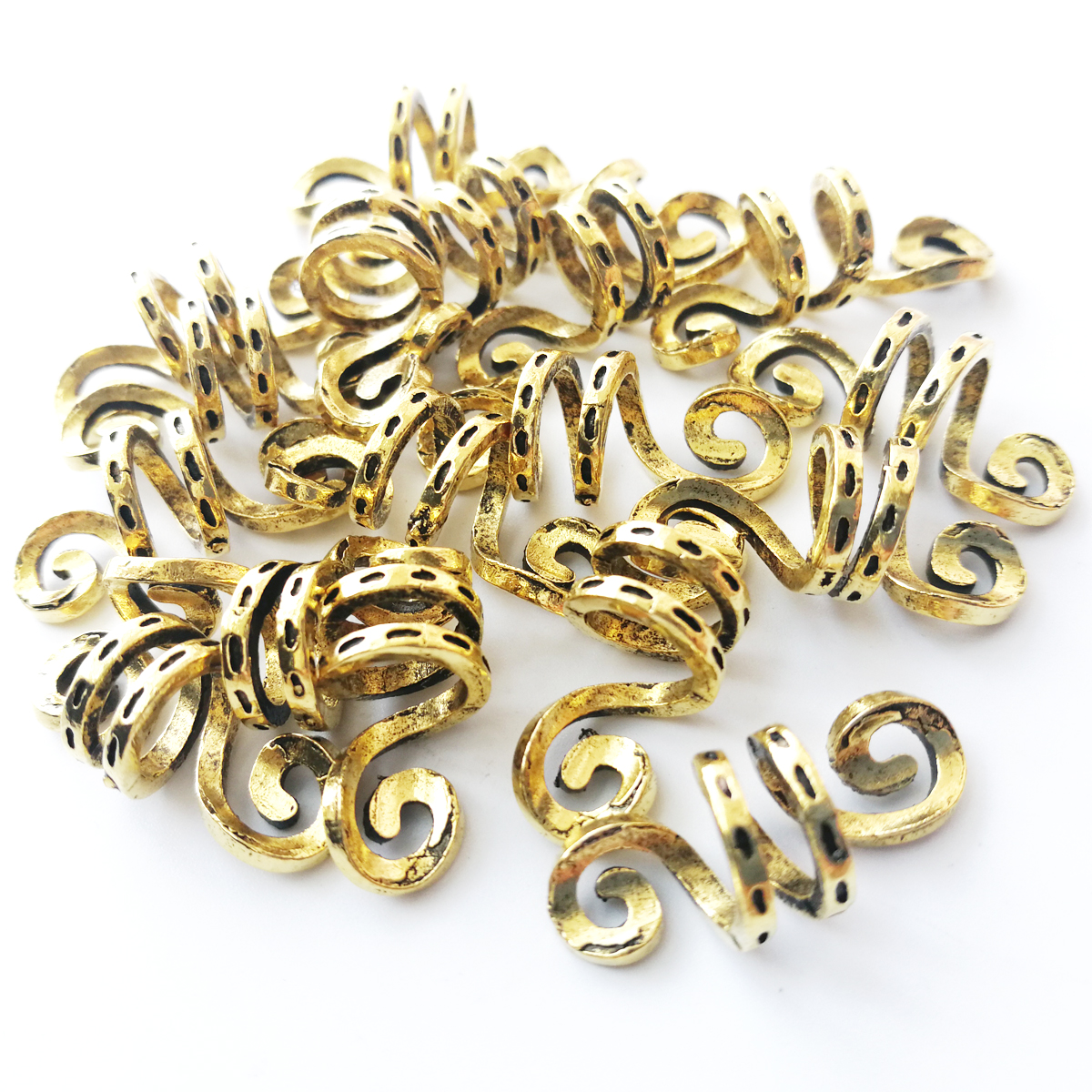 5/10/50PCS Hair Rings Accessories Viking Spiral Metal Charms Hair Braid Beard Dreadlock Beads For Women Men Clips Tube Jewelry