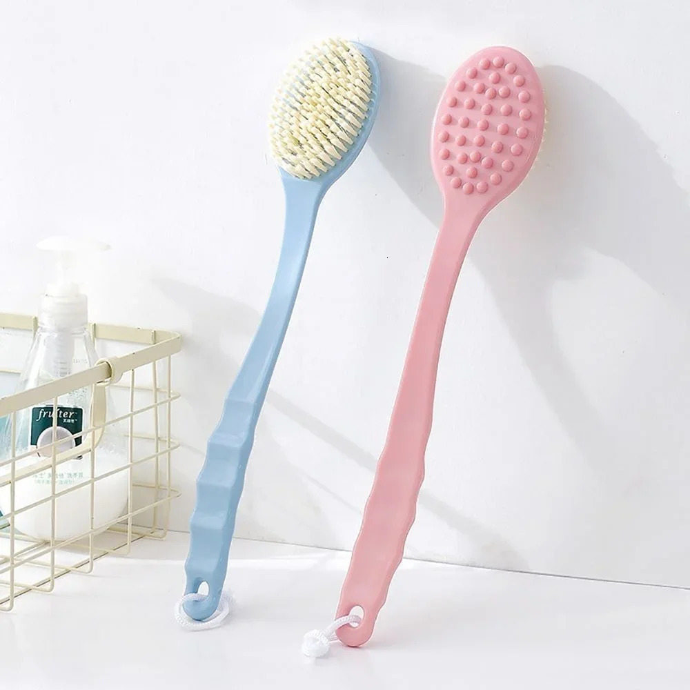 Soft Body Scrubber Shower Exfoliating Scrubs Long Handle Bath Brush Exfoliator Skin Massager Cleaning Brush Bathroom Accessories 240624