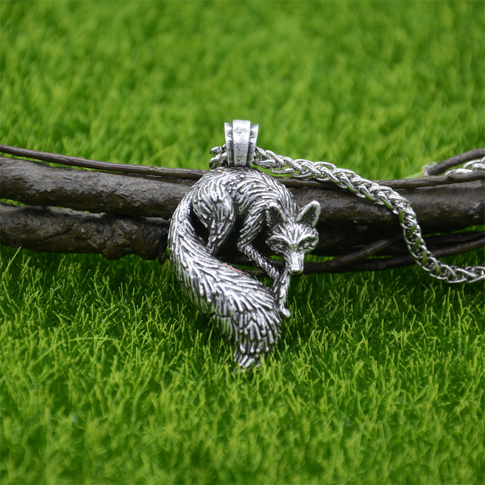 Slavic Fox Pendant Animal Viking Jewelry Necklace Men Accessories Goth Jewlery