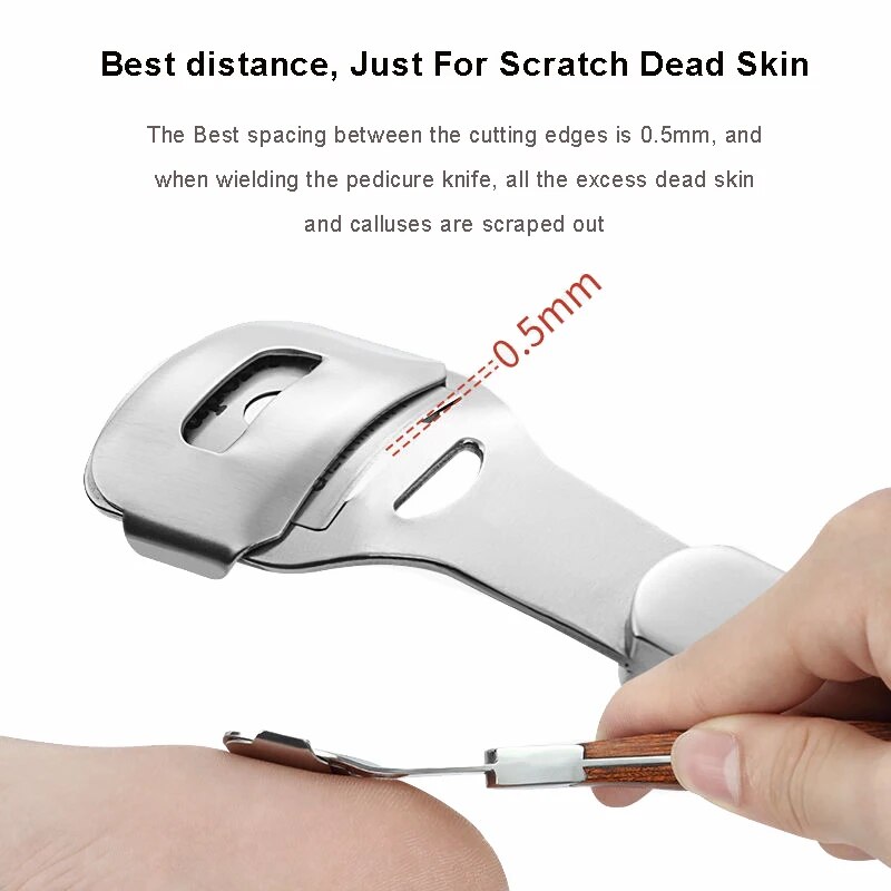 Color Wood Handle Foot File Dead Skin Shaver Corn Cuticle Cutter Remover Rasp File Foot Callus With 10 Blades Foot Scraper Set