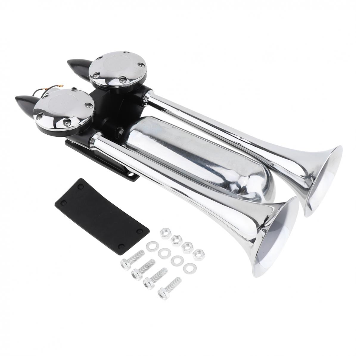 Universal 12~24 V 100~115 db Super Strong Noisy Air Compressor Dual Trumpet Air Horn for Car Truck Boat Train Vehicle