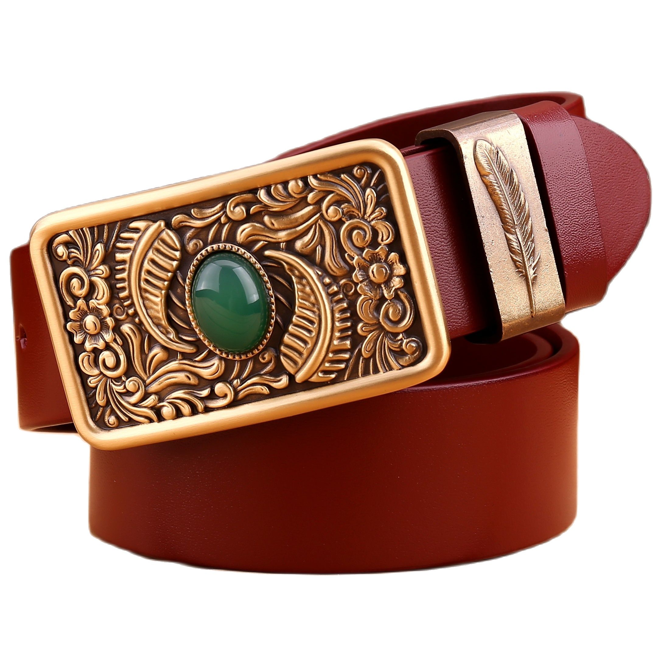 2020 new rhinestone belt men high quality belts for women luxury leaf flower 3.8 cm wide strap full grain 100% genuine leather