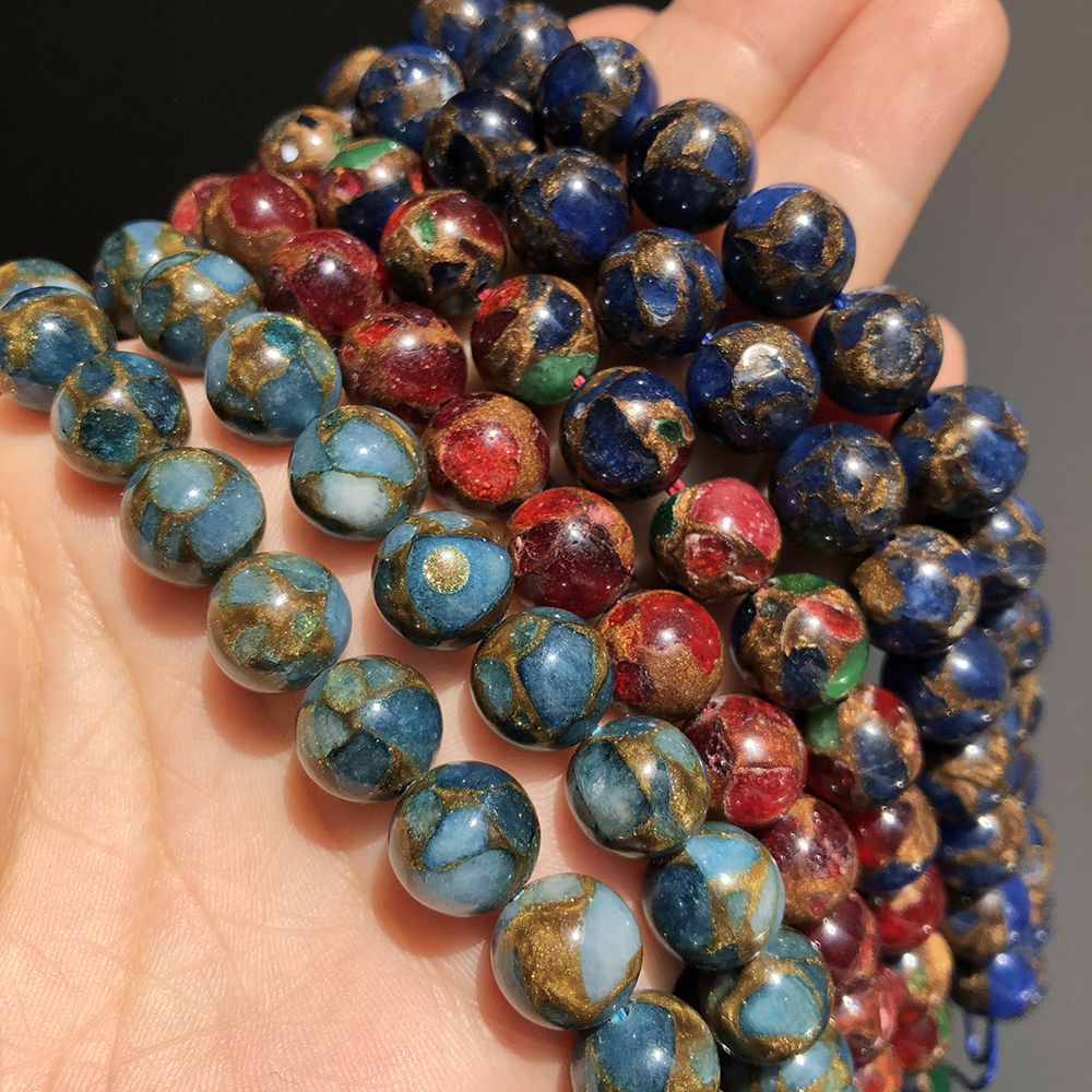 Natural Stone Dark Blue Multicolor Cloisonne Jaspers Beads 6/8/10mm Loose Spacer Beads For Making DIY Jewelry Bracelet Necklace