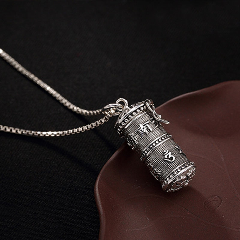 S925 Sterling Silver Amy Buddha cylinder Locket Pendants Buddhist Amulets Gawu Memorial Men Women Storage Necklace Jewelry