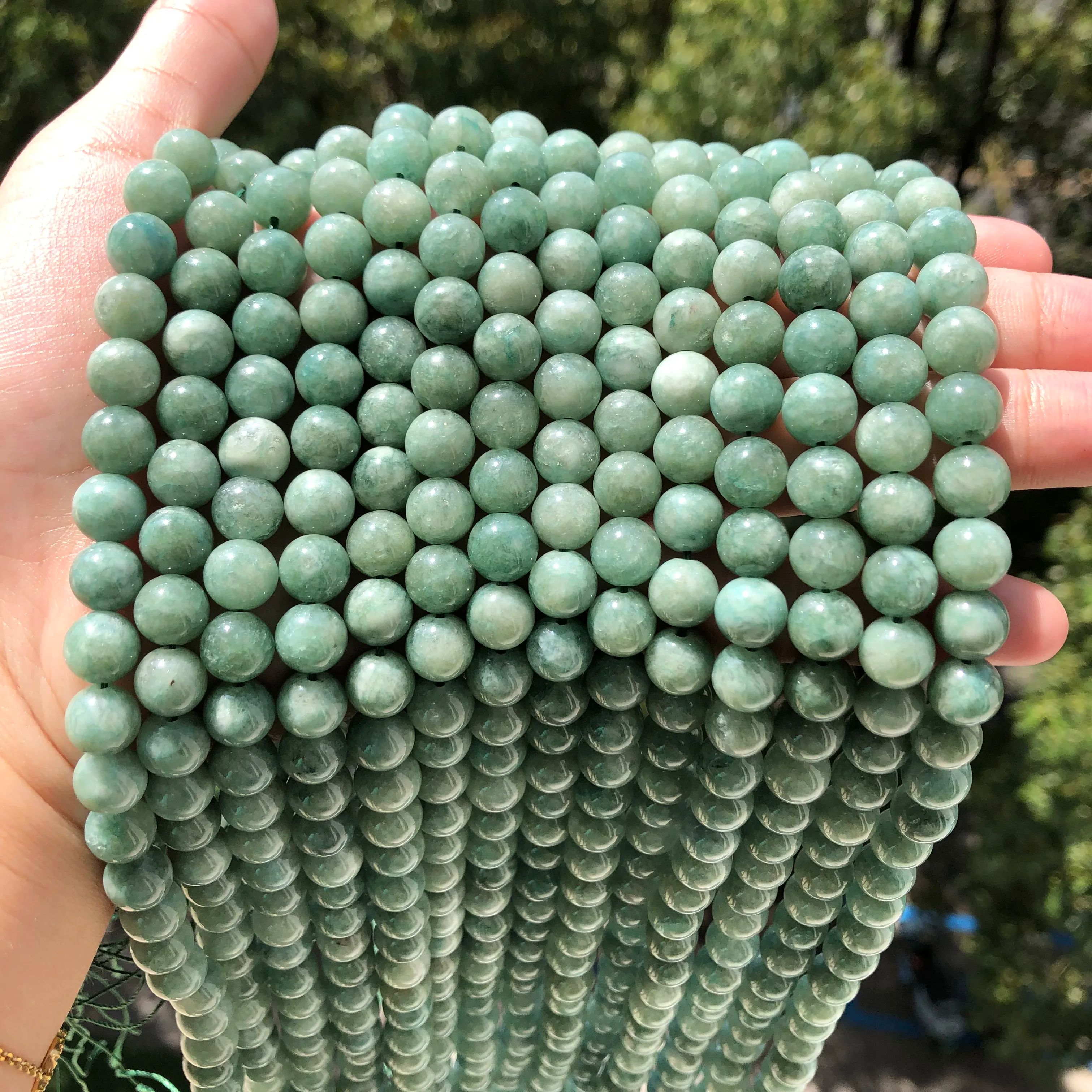 Natural Stone Beads Green Burmese Persian Jades Round Beads For Jewelry Making Needlework Diy Bracelet Necklace 6/8/10/12MM
