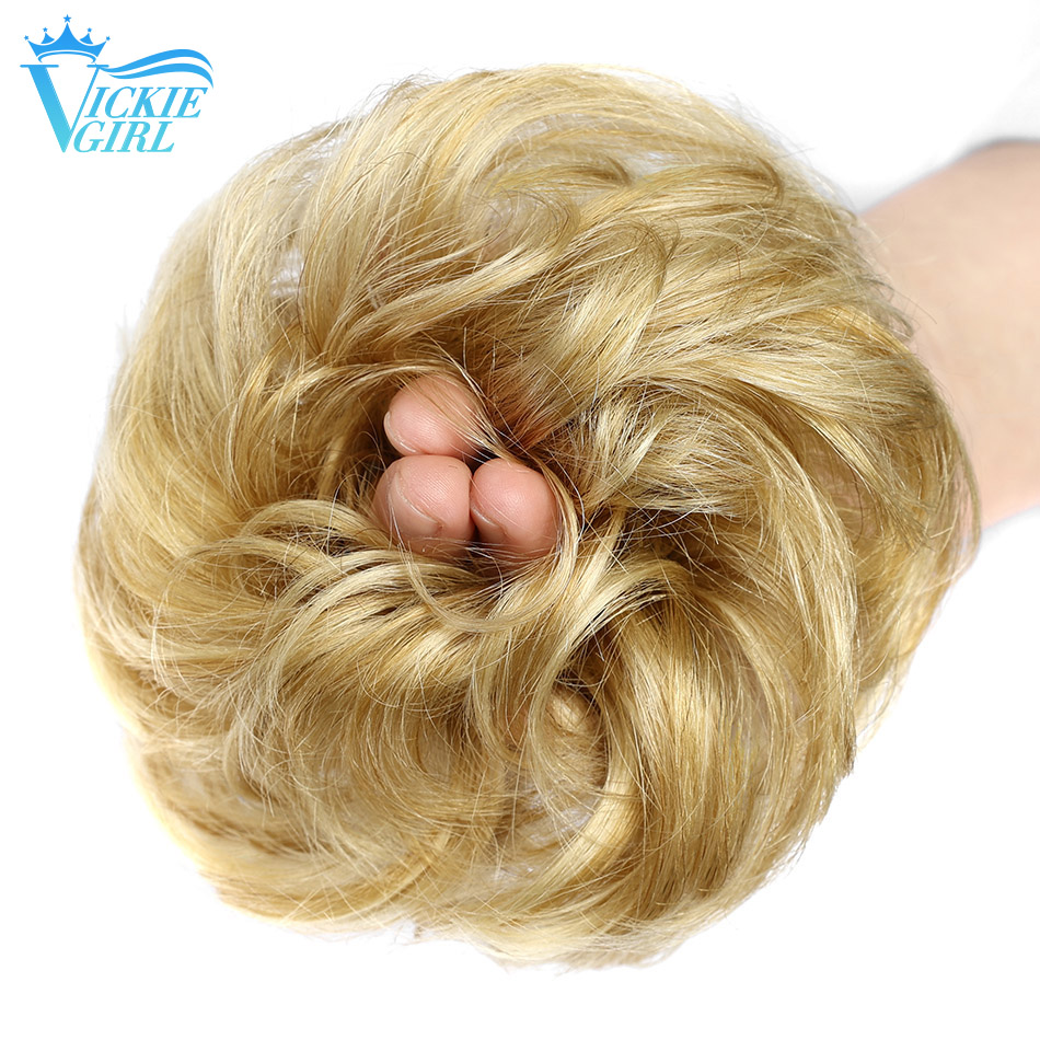 100% Human Hair Bun Extensions Messy Curly Elastic Hair Scrunchies Hairpieces Natural Wavy Curly Bun Hair Pieces for Women