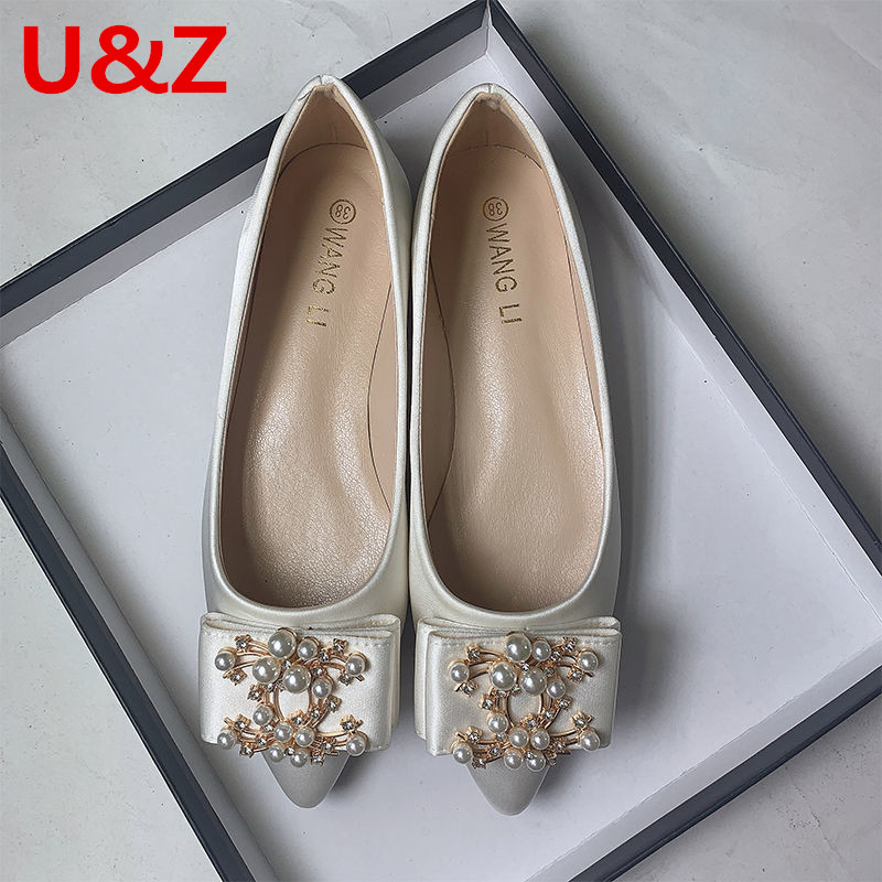 Silk Satin Wedding shoes Flats Plus Big Size Elegant Women Shoes,Dark Blue/Royal Blue Satin Pears Shoes Loafers SIZE31-44 US11