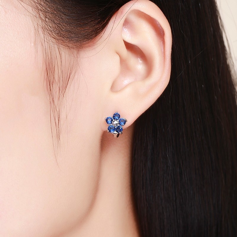 Cute 925 Sterling Silver Star Five Petals CZ Circles Loops Huggies Small Hoop Earrings For Women Jewelry Kids Girls Aros Artes