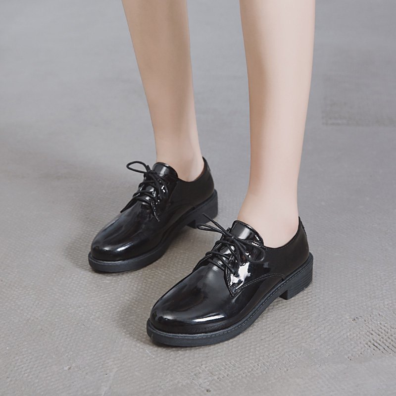 Ballet Derby Shoes Women Autumn Spring Shapes Brogue Leather Full Black Office Outsole Mole Female Ladies Oxford Flats Plus Size